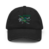 Airplane Embroidered Distressed Cap (AIR38I517-G1) - Personalized with Your N#
