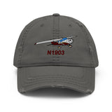 Airplane Embroidered Distressed Cap (AIR35JJ150-R11) - Personalized with Your N#