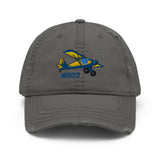 Airplane Embroidered Distressed Cap (AIRALJ897-YB1) - Personalized with Your N#