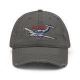 Airplane Embroidered Distressed Cap (AIR2554L3-BR2) - Personalized with Your N#