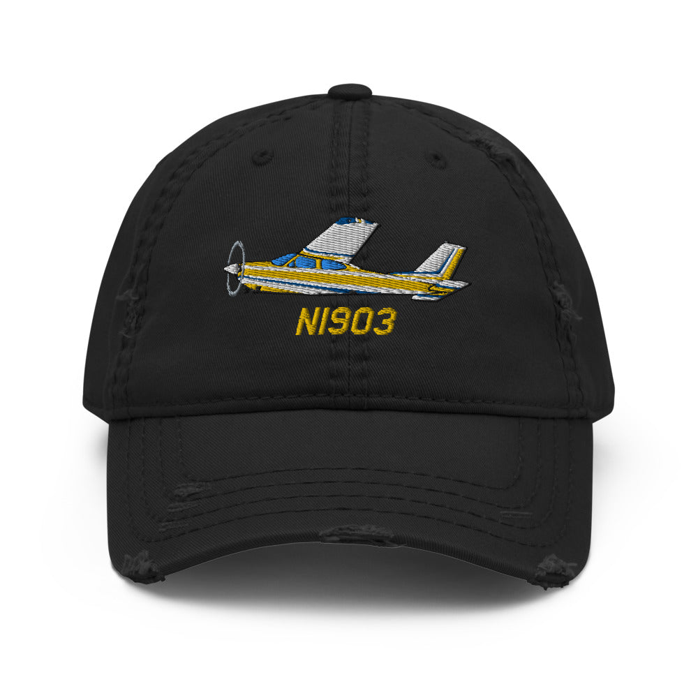 Airplane Embroidered Distressed Cap (AIR35JJ177-Y1) - Personalized with Your N#