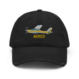 Airplane Embroidered Distressed Cap (AIR35JJ177-Y1) - Personalized with Your N#