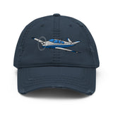 Airplane Embroidered Distressed Cap (AIR2552FES35-B2) - Personalized with Your N#