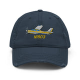 Airplane Embroidered Distressed Cap (AIR35JJ177-Y1) - Personalized with Your N#