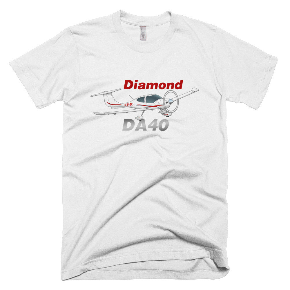 Diamond DA-40 (Red/Silver) Airplane T-shirt- Personalized with N#