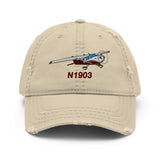 Airplane Embroidered Distressed Cap (AIR35JJ150-R11) - Personalized with Your N#