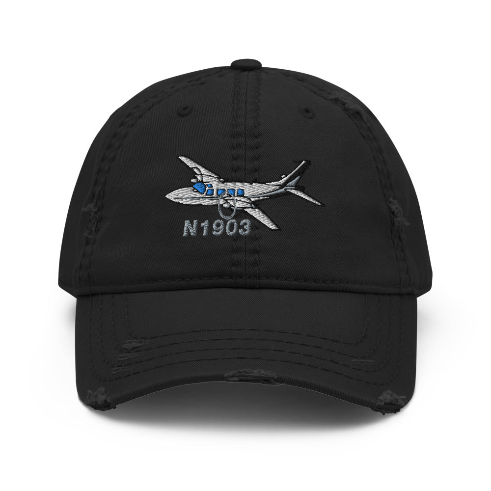 Airplane Embroidered Distressed Cap (AIRG9G15I600-BS1) - Personalized with Your N#