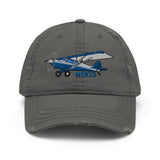 Airplane Embroidered Distressed Cap (AIR1M98LJ-B2) - Personalized with Your N#