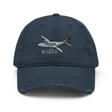 Airplane Embroidered Distressed Cap (AIRG9G15I600-BS1) - Personalized with Your N#