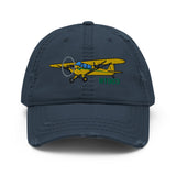 Airplane Embroidered Distressed Cap (AIRG9G3L2J3-YB1) - Personalized with Your N#