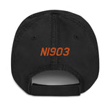Airplane Embroidered Distressed Cap (AIR7ILK97AA1-OR1) - Personalized with Your N#
