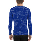 Blue P-51 All-Over Print Men's Rash Guard