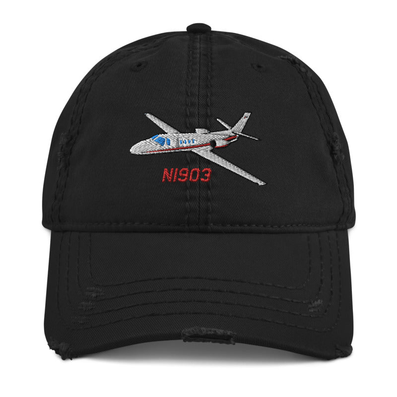 Airplane Embroidered Distressed Cap AIR35JJ39K1K9FE-RB1 - Personalized w/ Your N#