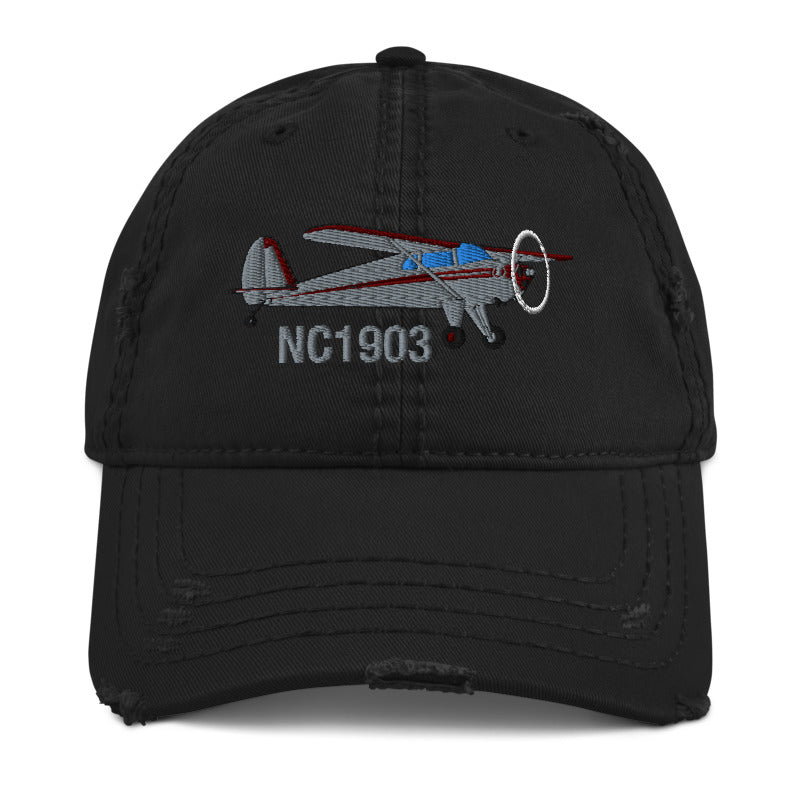 Airplane Embroidered Distressed Cap (AIRCLJ8A-SR1) - Personalized with Your N#