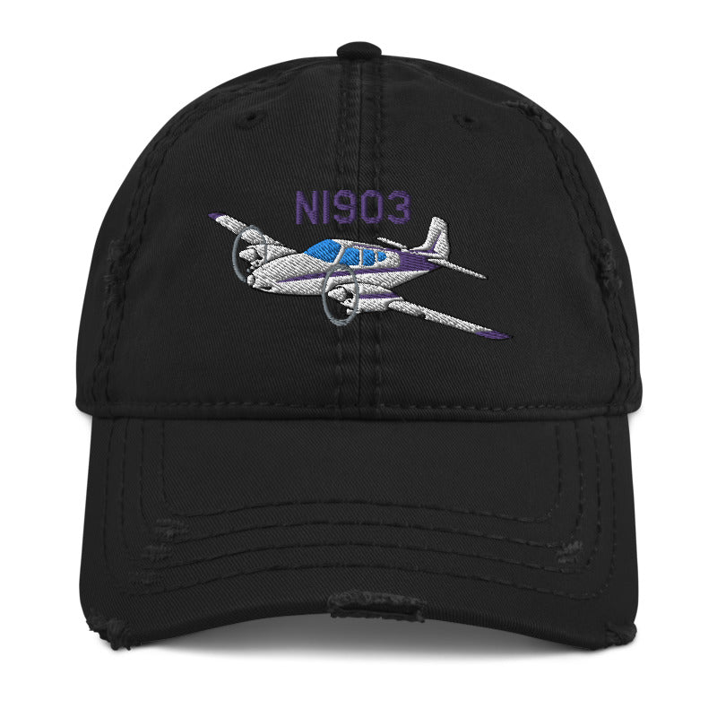 Airplane Embroidered Distressed Cap AIR255KI1-P1 - Personalized w/ Your N#