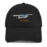 Airplane Embroidered Distressed Cap (AIRJ5I381-B4)- Personalized with Your N#