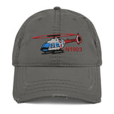 Airplane Embroidered Distressed Cap HELI25C206-RB2 - Personalized w/ Your N#