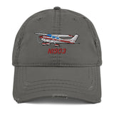 Airplane Embroidered Distressed Cap AIR35JJ182-BURG1 - Personalized w/ Your N#