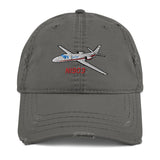 Airplane Embroidered Distressed Cap  AIR35JJ39K1K9FE-RB1 - Personalized w/ Your N#
