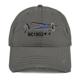 Airplane Embroidered Distressed Cap (AIRCLJ8A-SR1) - Personalized with Your N#
