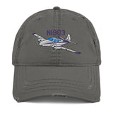 Airplane Embroidered Distressed Cap AIR255KI1-P1 - Personalized w/ Your N#