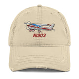 Airplane Embroidered Distressed Cap AIR35JJ182-BURG1 - Personalized w/ Your N#