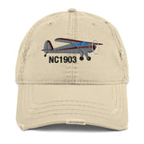 Airplane Embroidered Distressed Cap (AIRCLJ8A-SR1) - Personalized with Your N#