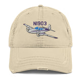 Airplane Embroidered Distressed Cap AIR255KI1-P1 - Personalized w/ Your N#
