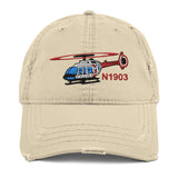 Airplane Embroidered Distressed Cap HELI25C206-RB2 - Personalized w/ Your N#