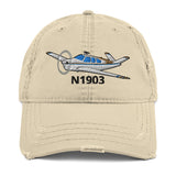 Airplane Embroidered Distressed Cap AIR2552FES35-BT1 - Personalized w/ Your N#