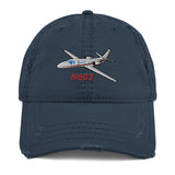 Airplane Embroidered Distressed Cap  AIR35JJ39K1K9FE-RB1 - Personalized w/ Your N#