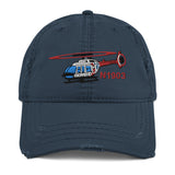 Airplane Embroidered Distressed Cap HELI25C206-RB2 - Personalized w/ Your N#