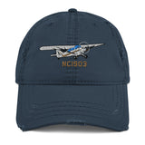 Airplane Embroidered Distressed Cap (AIRJ5I381-B4)- Personalized with Your N#