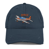 Airplane Embroidered Distressed Cap (AIR7ILK97AA1-OR1) - Personalized with Your N#