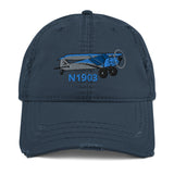 Airplane Embroidered Distressed Cap AIR214KI1-SB1- Personalized with Your N#