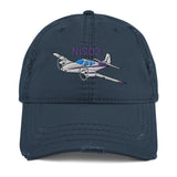 Airplane Embroidered Distressed Cap AIR255KI1-P1 - Personalized w/ Your N#