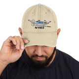 Airplane Embroidered Distressed Cap AIR2552FES35-BT1 - Personalized w/ Your N#