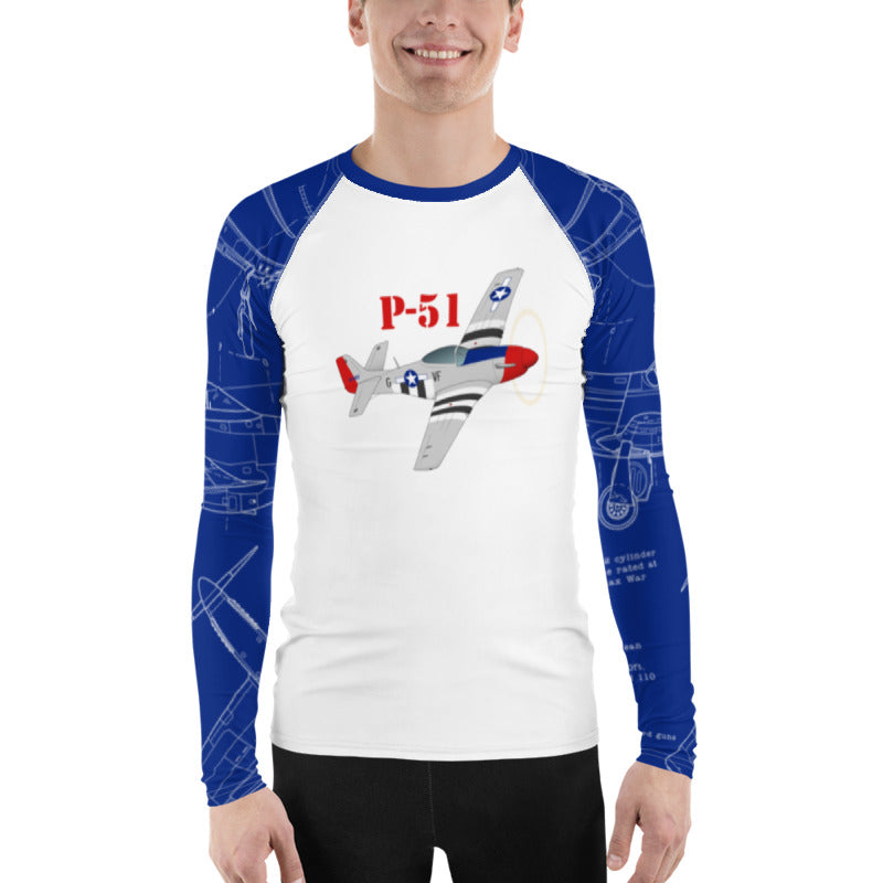 Blue P-51 All-Over Print Men's Rash Guard