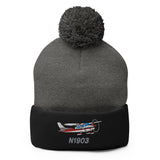 Custom Embroidered Pom Pom Beanie Hat / Cap