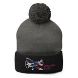 Christen Eagle Airplane Embroidered Pom-Pom Beanie - Add w/ Your N#