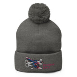 Christen Eagle Airplane Embroidered Pom-Pom Beanie - Add w/ Your N#
