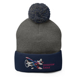 Christen Eagle Airplane Embroidered Pom-Pom Beanie - Add w/ Your N#