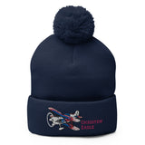 Christen Eagle Airplane Embroidered Pom-Pom Beanie - Add w/ Your N#