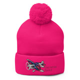 Christen Eagle Airplane Embroidered Pom-Pom Beanie - Add w/ Your N#