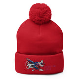 Christen Eagle Airplane Embroidered Pom-Pom Beanie - Add w/ Your N#