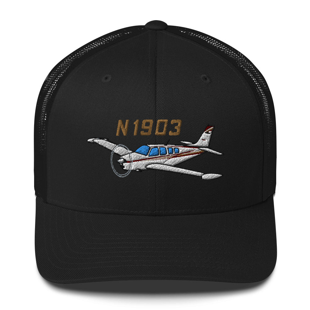 Airplane Embroidered Trucker Cap (AIR2552FEA36-MG1) - Personalized w/ Your N#