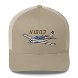 Airplane Embroidered Trucker Cap (AIR2552FEA36-MG1) - Personalized w/ Your N#