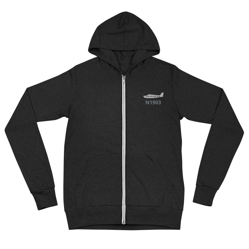 Custom Lightweight Bella + Canvas 3939 Zip Embroidered Hoodie