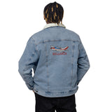 Custom Denim Sherpa Jacket (Center Back Logo - Big)
