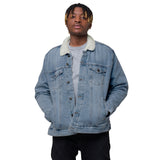 Custom Denim Sherpa Jacket (Center Back Logo - Big)